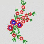 红色花朵刺绣图案