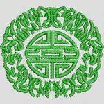 绿色祥云纹样圆形图案 唐装VIP