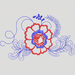 蓝红花卉刺绣图案 服装
