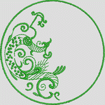 绿色圆形图案中的龙形装饰 服装