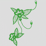 绿色刺绣花卉图案