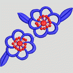 蓝色花朵刺绣图案