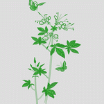 绿色植物与蝴蝶刺绣图案