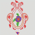 红色花卉刺绣图案 服装