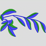 蓝色绿叶植物刺绣图案 服装