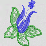 蓝色花朵刺绣图案 服装