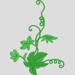 绿色藤蔓植物刺绣图案