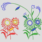 彩色刺绣花卉图案