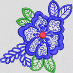 蓝色刺绣花卉图案