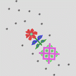 像素花朵与几何图案