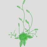 绿色植物刺绣图案