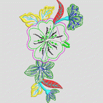 彩色花卉刺绣图案