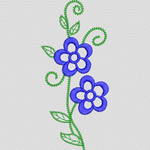 蓝色花朵刺绣图案 服装