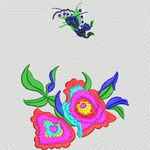 刺绣蝴蝶与花卉图案
