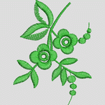绿色刺绣花卉图案