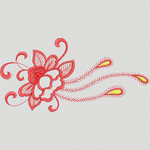 红色刺绣花卉图案