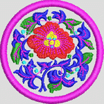 彩色花卉刺绣图案