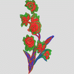 红色花卉刺绣图案