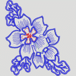 蓝色刺绣花卉图案