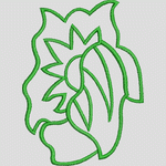 绿色植物刺绣轮廓图