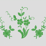 绿色植物刺绣图案