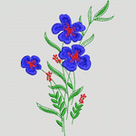 蓝色花朵刺绣图案