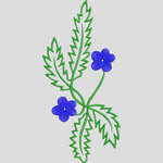 蓝色花朵刺绣图案