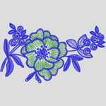 蓝色花卉刺绣图案