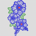 蓝色刺绣花卉图案