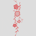 红色刺绣花卉藤蔓图案