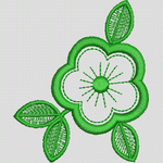 绿色刺绣花朵图案