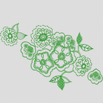绿色刺绣花卉图案