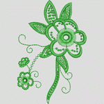 绿色刺绣花卉图案