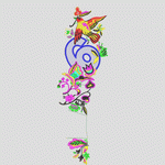 彩色刺绣鸟与花卉图案