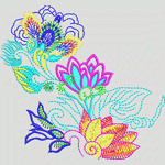 彩色花卉刺绣图案