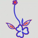 蓝色刺绣花卉图案