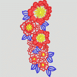 红色花卉刺绣图案