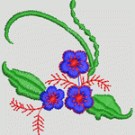 蓝色花朵刺绣图案