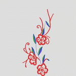 红色花卉刺绣图案