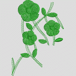 绿色刺绣花朵图案