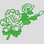 绿色刺绣花卉图案