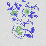 蓝色花卉刺绣设计图