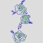 蓝色绿花刺绣图案