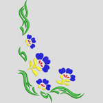蓝色花朵刺绣图案