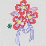 红色花朵刺绣图案