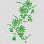 绿色刺绣花卉图案