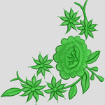 绿色花卉刺绣图案