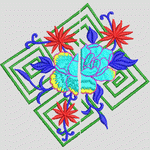 彩色花卉刺绣图案
