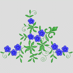 蓝色花朵刺绣图案
