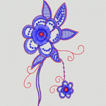 蓝色刺绣花卉图案